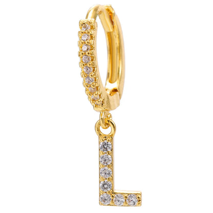 1 Piece Classic Style Letter Plating Inlay Copper Zircon 18K Gold Plated Drop Earrings