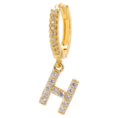 1 Piece Classic Style Letter Plating Inlay Copper Zircon 18K Gold Plated Drop Earrings