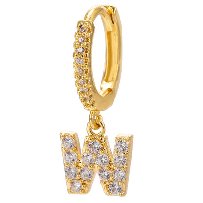 1 Piece Classic Style Letter Plating Inlay Copper Zircon 18K Gold Plated Drop Earrings