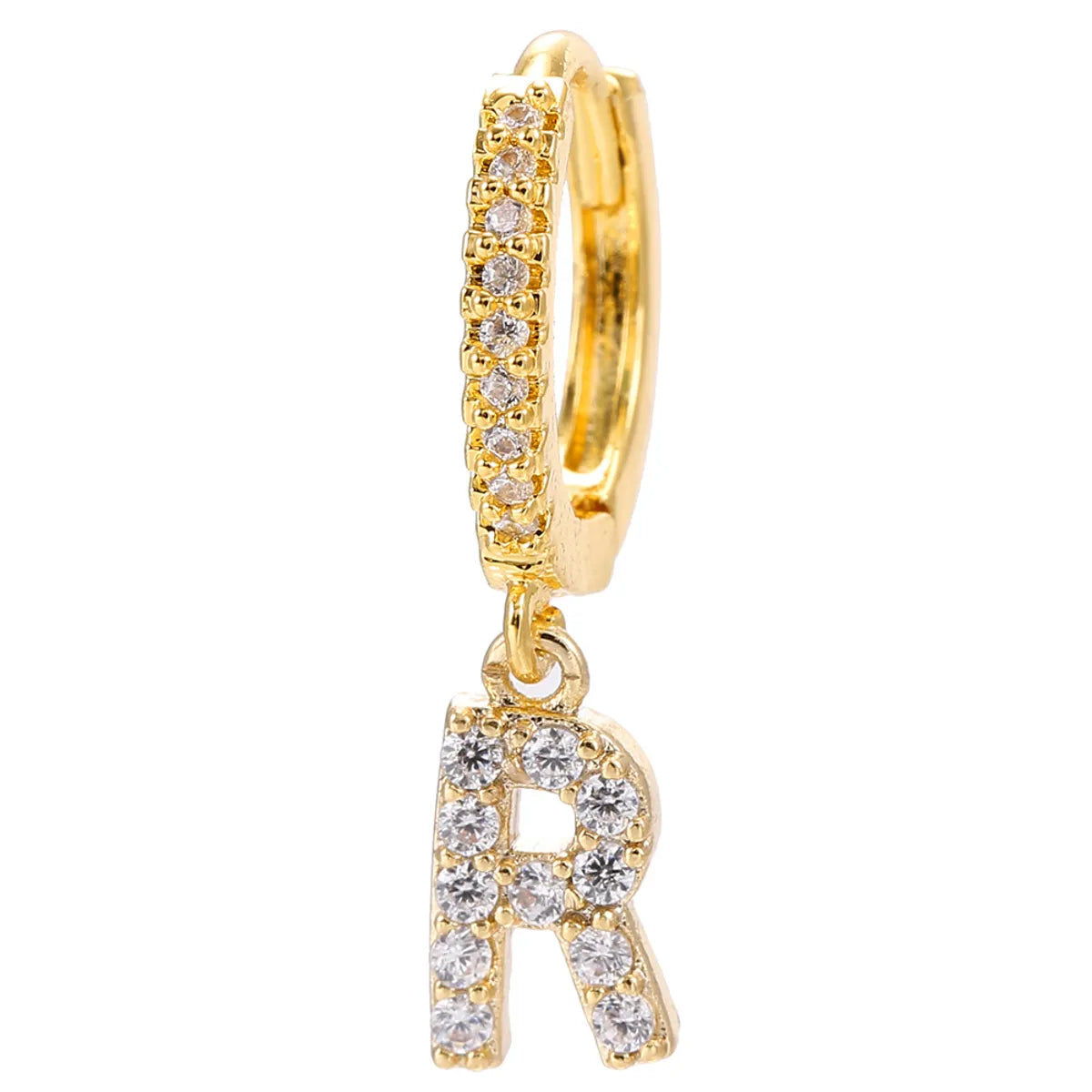 1 Piece Classic Style Letter Plating Inlay Copper Zircon 18K Gold Plated Drop Earrings