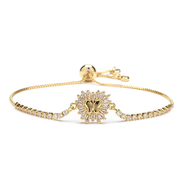 1 Piece Classic Style Tree Heart Shape Butterfly Copper Inlay Zircon Bracelets