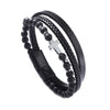 Classical Cross Alloy Tiger Eye Obsidian Knitting Men'S Bangle