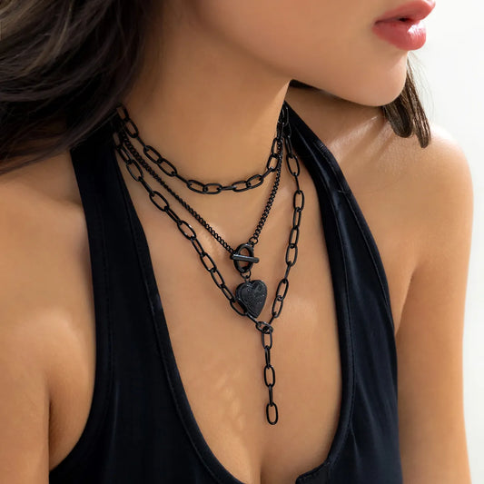 1 Piece Cool Style Heart Shape Alloy Iron Women's Layered Necklaces