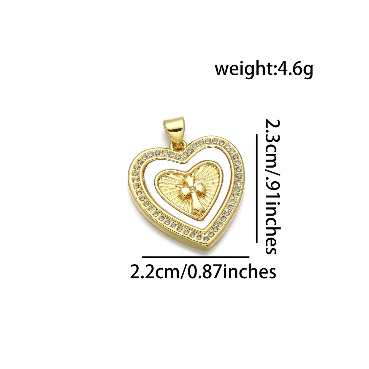 1 Piece Copper 18K Gold Plated Cross Heart Shape Pendant