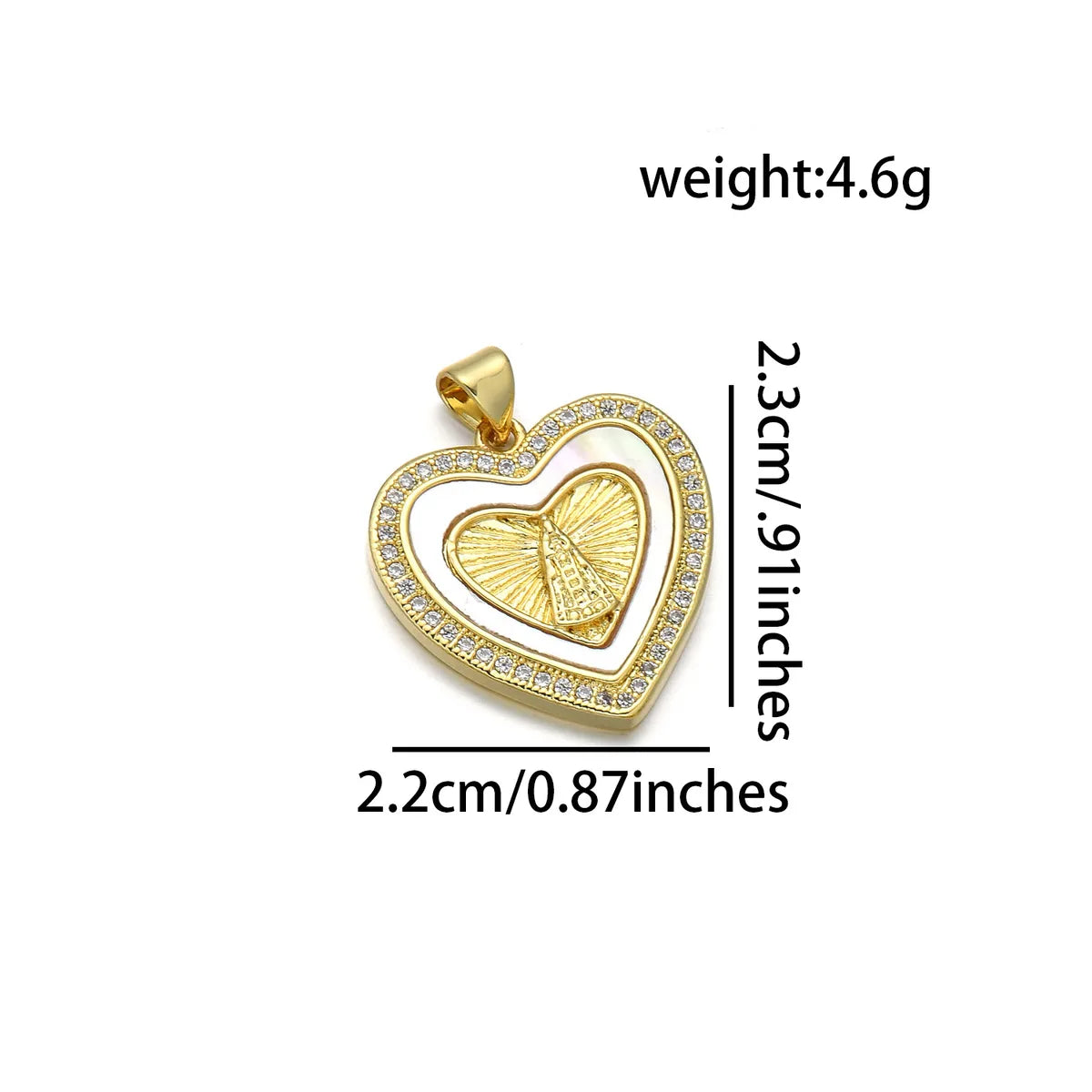 1 Piece Copper 18K Gold Plated Cross Heart Shape Pendant