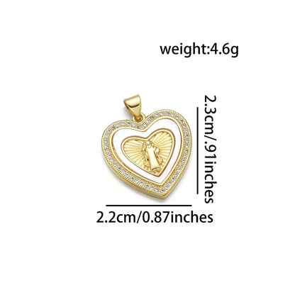 1 Piece Copper 18K Gold Plated Cross Heart Shape Pendant