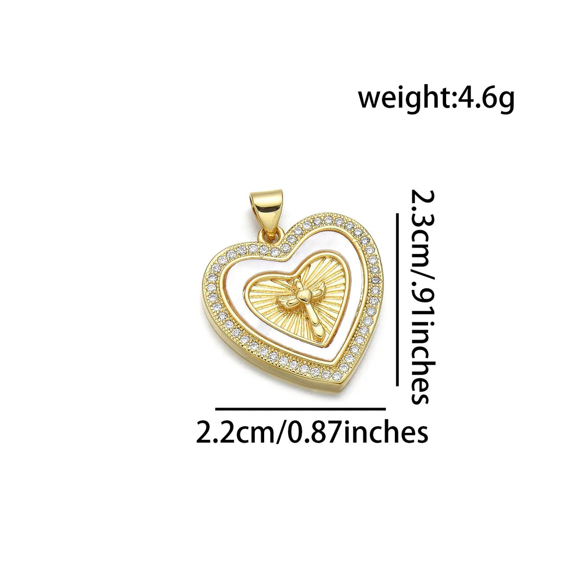 1 Piece Copper 18K Gold Plated Cross Heart Shape Pendant