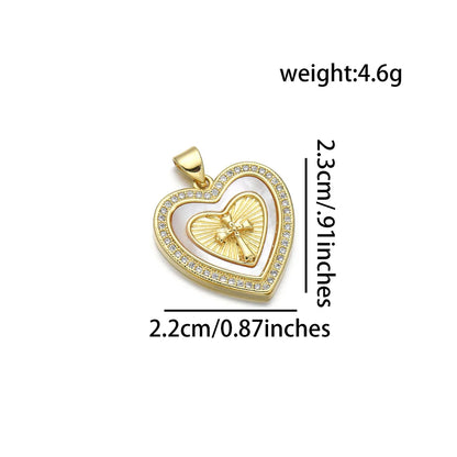 1 Piece Copper 18K Gold Plated Cross Heart Shape Pendant