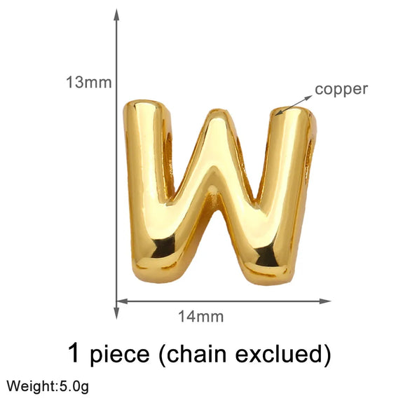 1 Piece Copper 18K Gold Plated Letter Pendant Chain