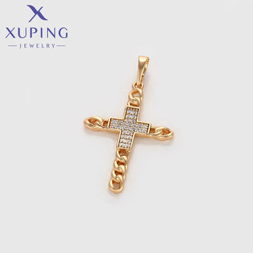 1 Piece Copper Artificial Gemstones 18K Gold Plated Cross Pendant