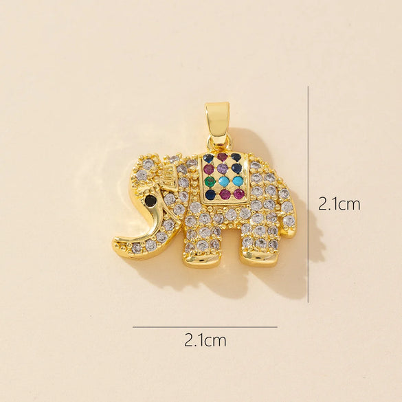 1 Piece Copper Rhinestones Elephant Pendant
