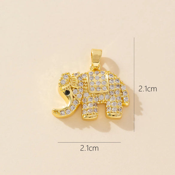 1 Piece Copper Rhinestones Elephant Pendant