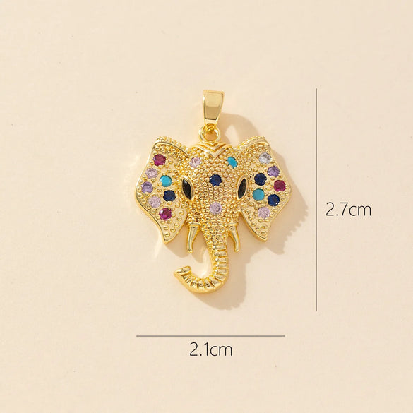 1 Piece Copper Rhinestones Elephant Pendant