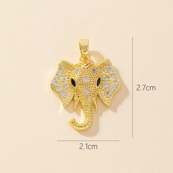 1 Piece Copper Rhinestones Elephant Pendant