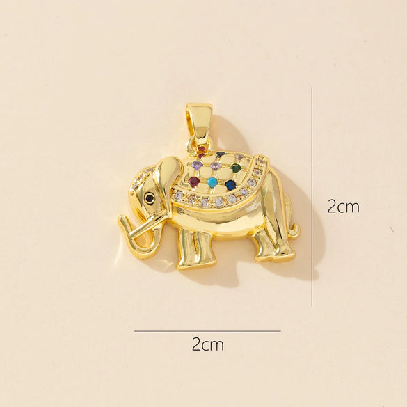 1 Piece Copper Rhinestones Elephant Pendant