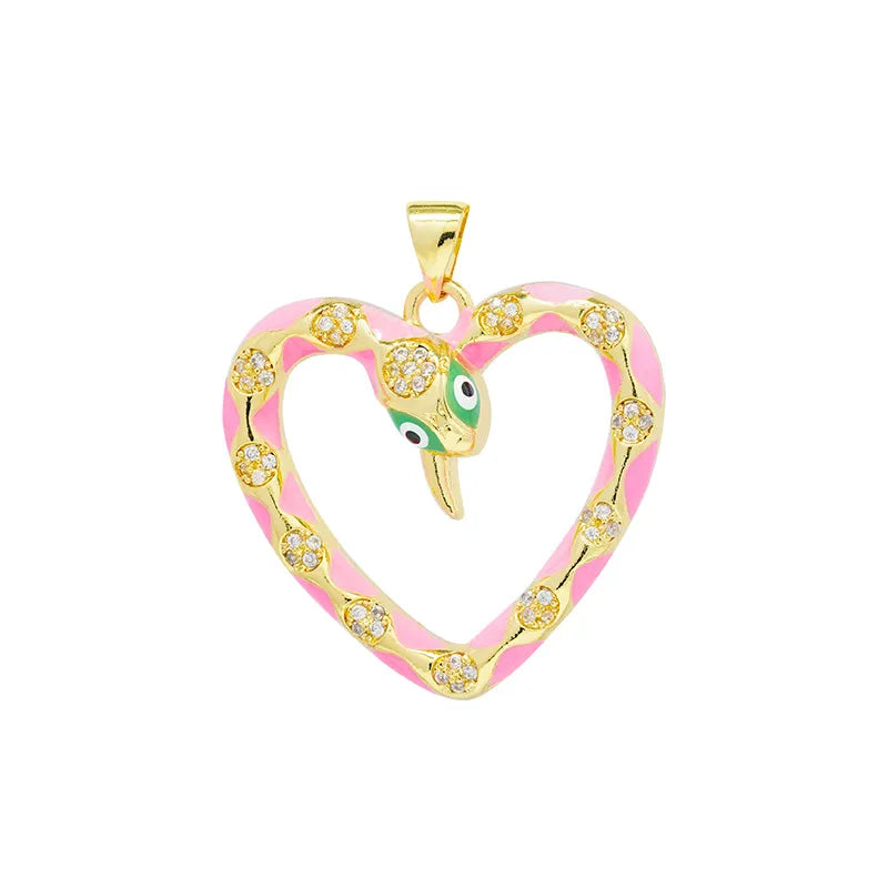 1 Piece Copper Rhinestones Heart Shape Pendant