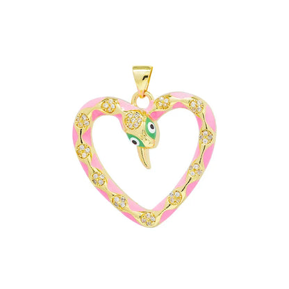 1 Piece Copper Rhinestones Heart Shape Pendant