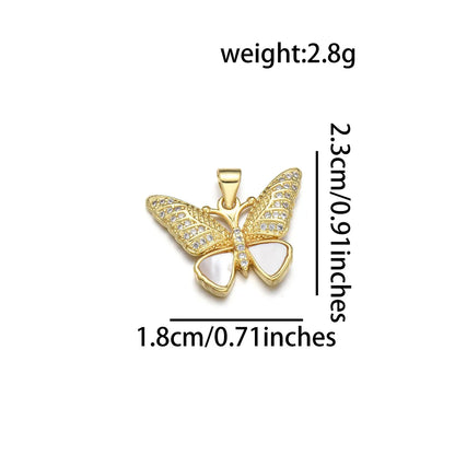 1 Piece Copper Zircon 18K Gold Plated Butterfly Pendant