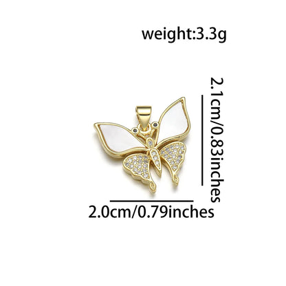 1 Piece Copper Zircon 18K Gold Plated Butterfly Pendant