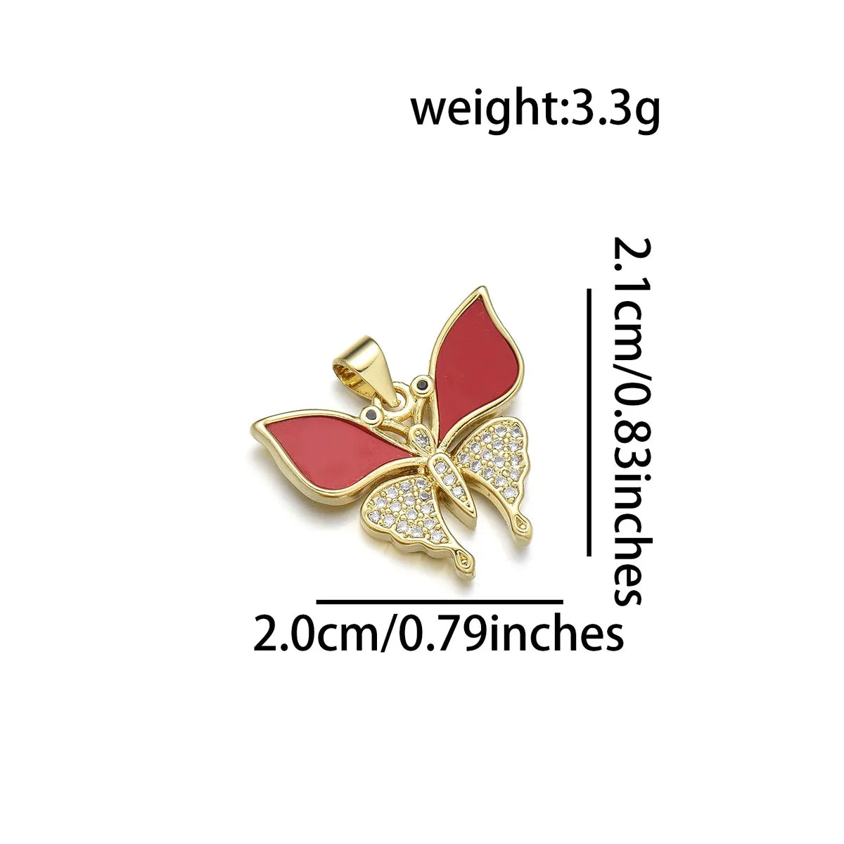 1 Piece Copper Zircon 18K Gold Plated Butterfly Pendant