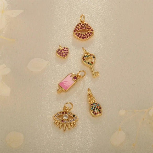 1 Piece Copper Zircon 18K Gold Plated Clouds Animal Devil'S Eye Pendant Chain