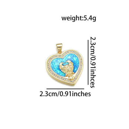 1 Piece Copper Zircon 18K Gold Plated Heart Shape Polished Pendant