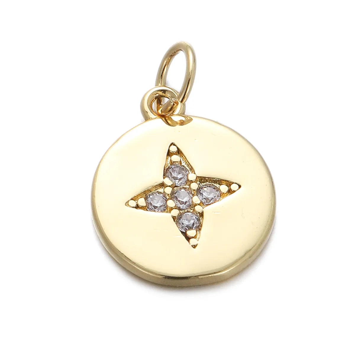 1 Piece Copper Zircon Geometric Star Moon Pendant Chain