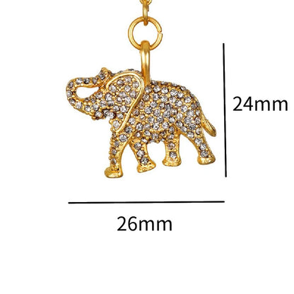 1 Piece Copper Zircon Gold Plated Watermelon Elephant Pendant Chain