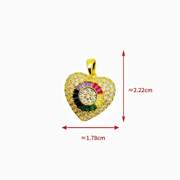 1 Piece Copper Zircon Heart Shape Flower Butterfly Pendant