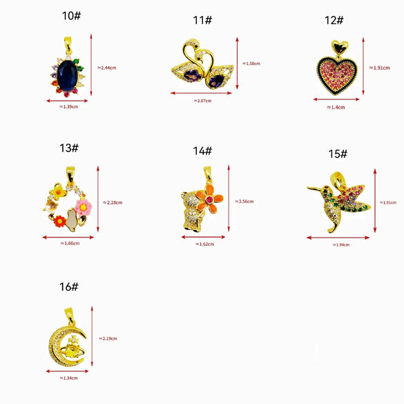 1 Piece Copper Zircon Heart Shape Flower Butterfly Pendant