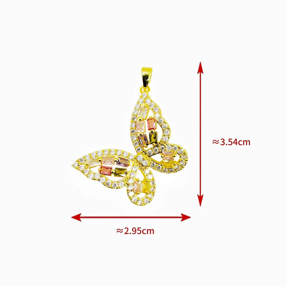 1 Piece Copper Zircon Heart Shape Flower Butterfly Pendant