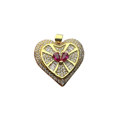 1 Piece Copper Zircon Heart Shape Pendant