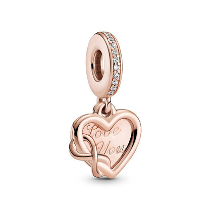 1 Piece Copper Zircon Infinity Heart Shape Pendant