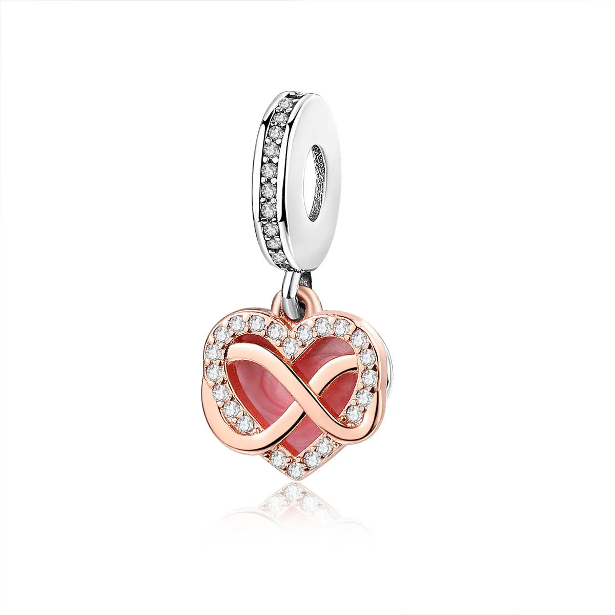 1 Piece Copper Zircon Infinity Heart Shape Pendant