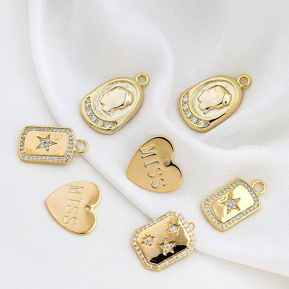 1 Piece Copper Zircon Irregular Letter Star Pendant