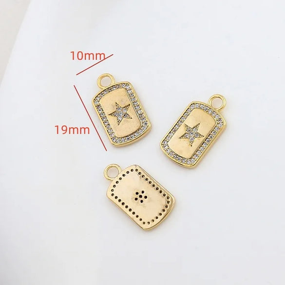 1 Piece Copper Zircon Irregular Letter Star Pendant