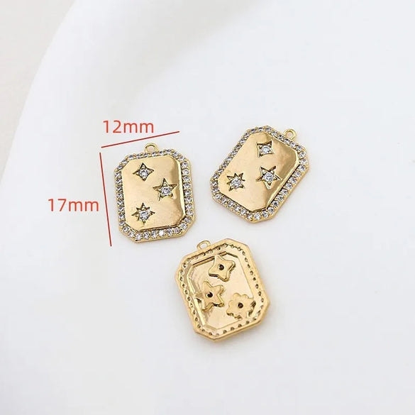 1 Piece Copper Zircon Irregular Letter Star Pendant