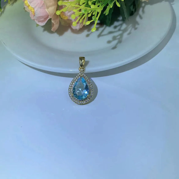 1 Piece Copper Zircon Water Droplets Pendant