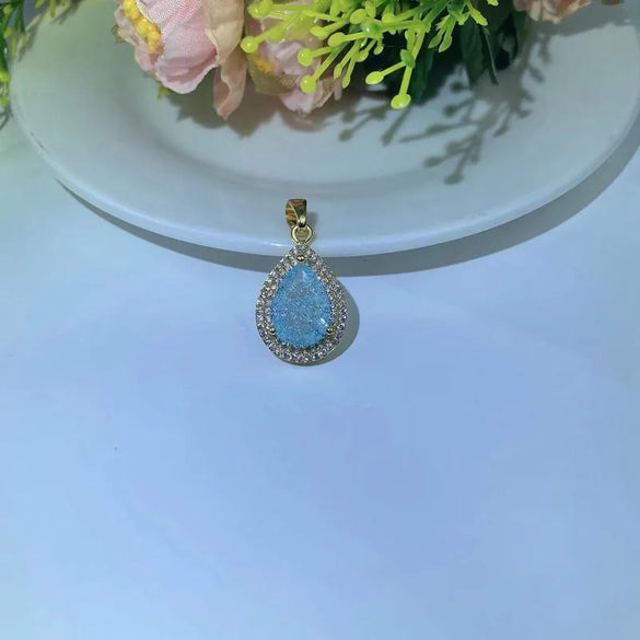 1 Piece Copper Zircon Water Droplets Pendant