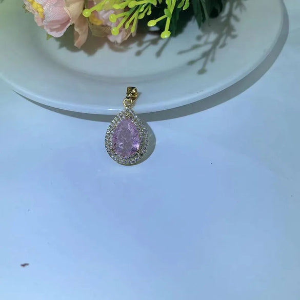 1 Piece Copper Zircon Water Droplets Pendant