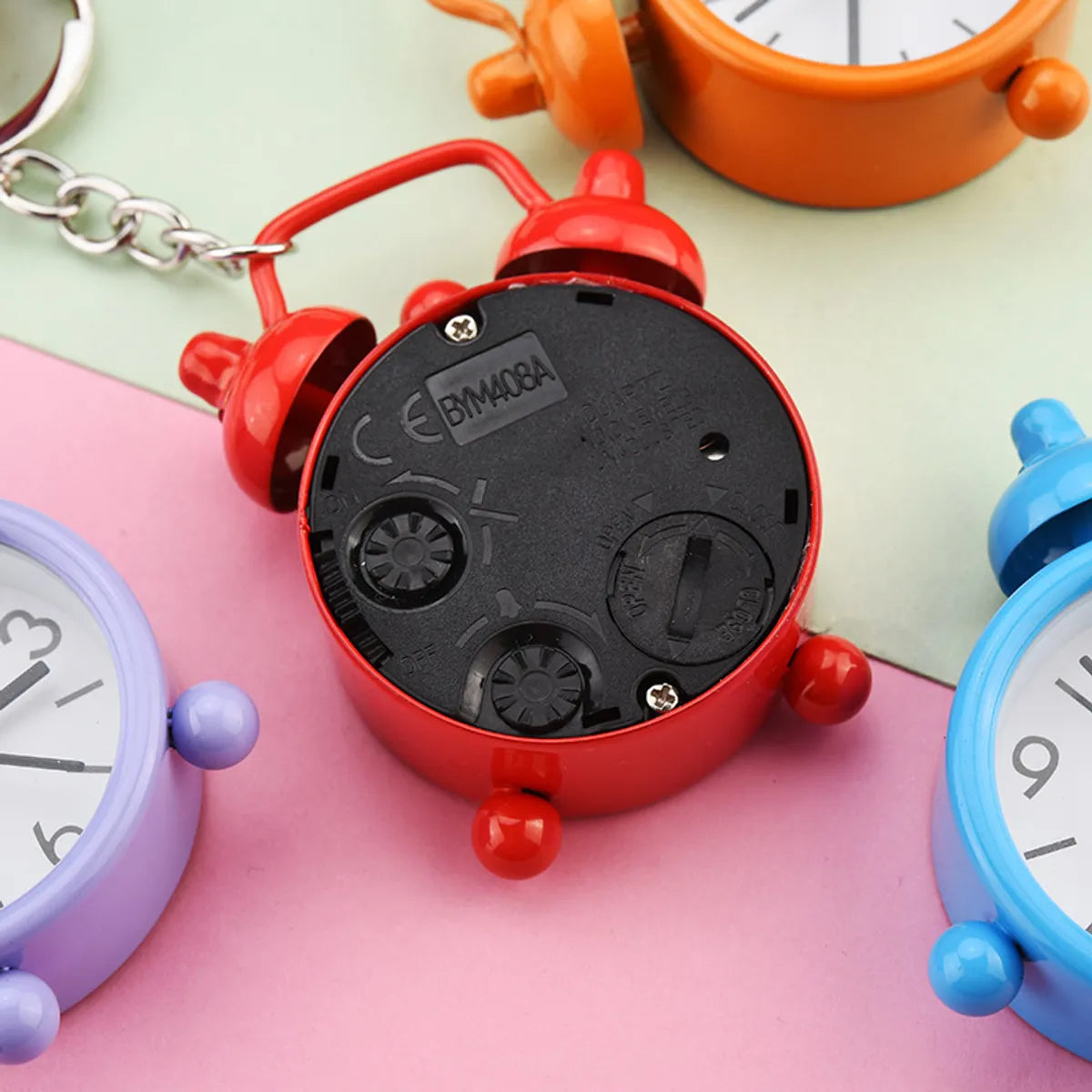 Cute Alarm Clock Iron Plating Unisex Keychain