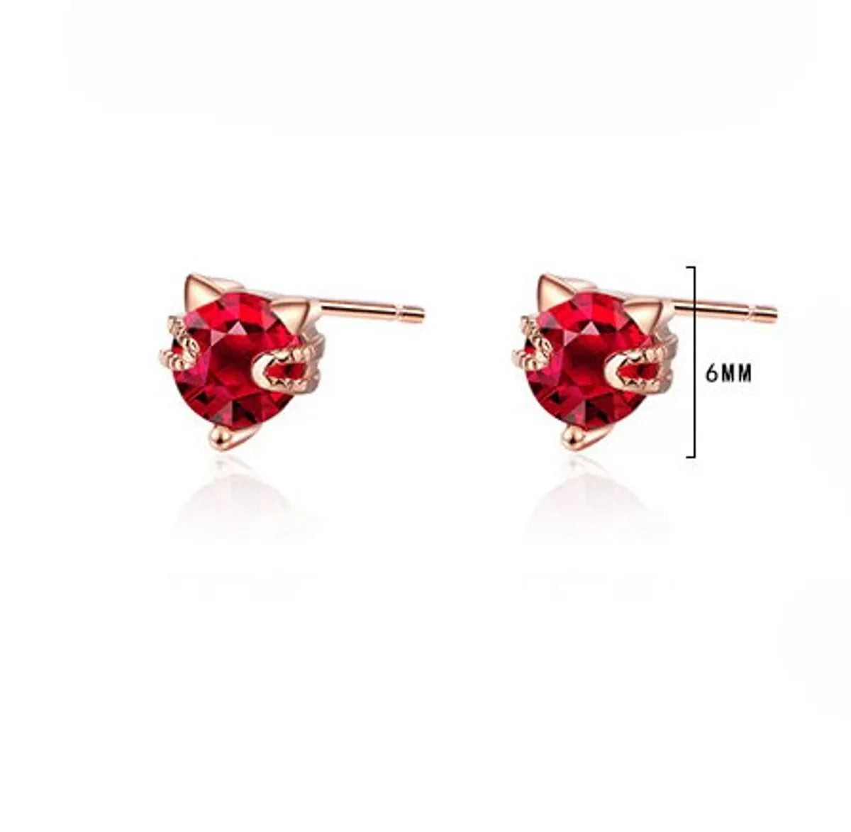 1 Piece Cute Cat Plating Inlay Copper Zircon 24k Gold Plated White Gold Plated Ear Studs