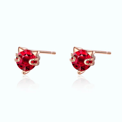 1 Piece Cute Cat Plating Inlay Copper Zircon 24k Gold Plated White Gold Plated Ear Studs