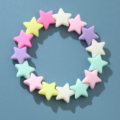 Cute Colorful Star Flower Arylic Beaded Kid'S Bracelets