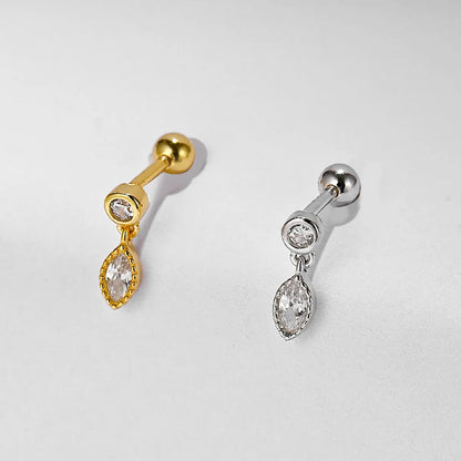 1 Piece Cute Flower Plating Inlay Sterling Silver Zircon Ear Studs