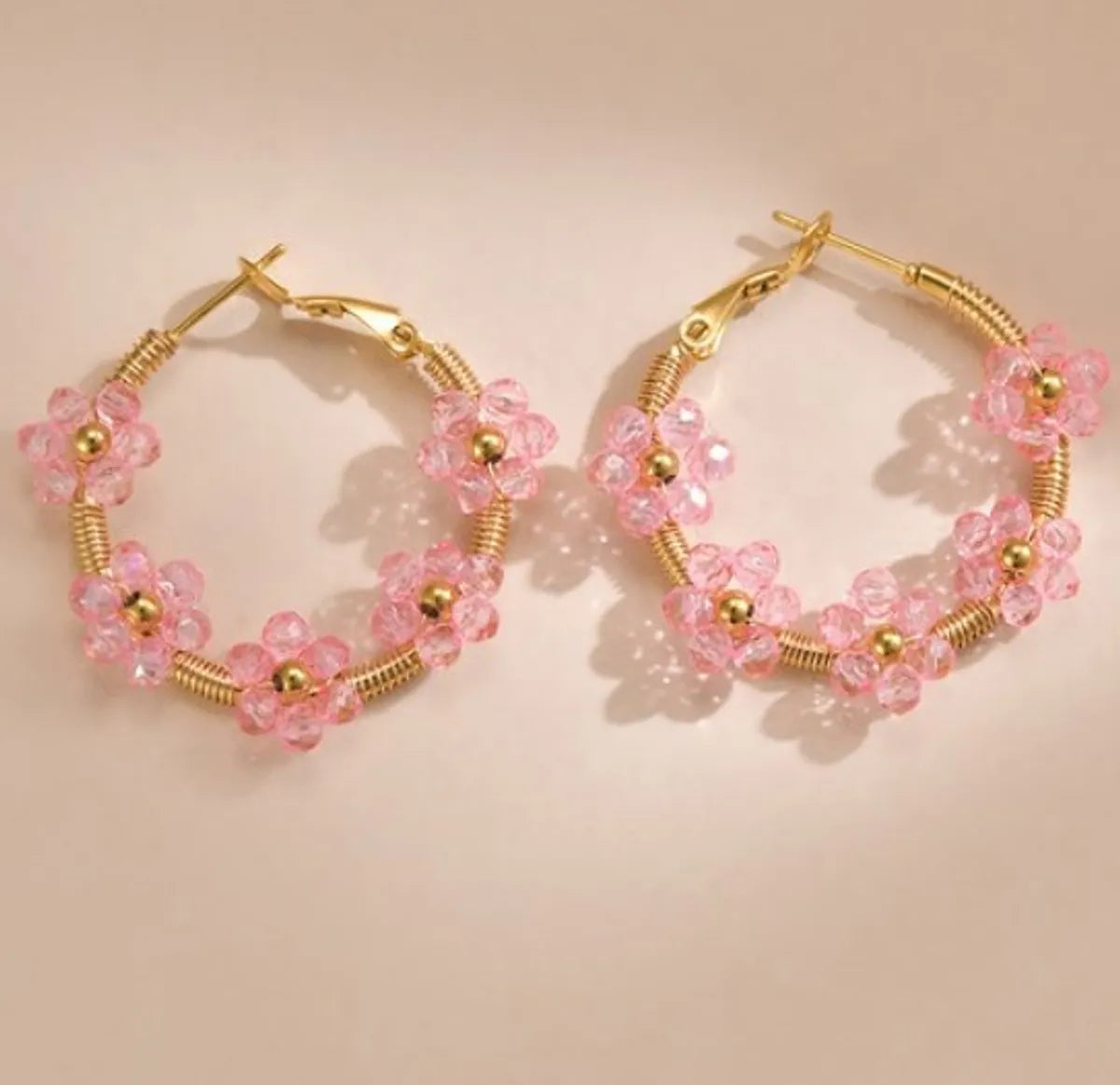 1 Piece Cute Flower Plating Titanium Steel Hoop Earrings