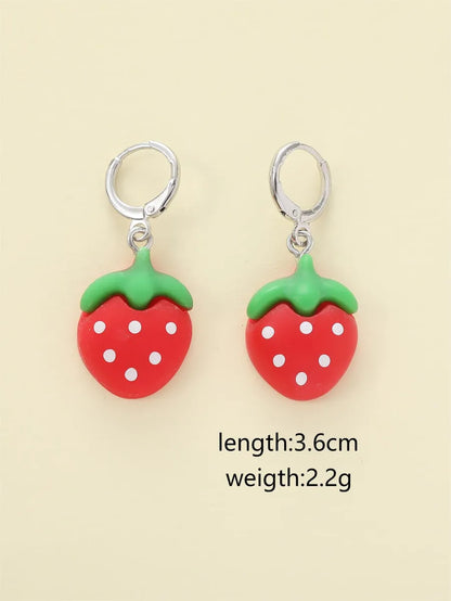 1 Piece Cute Fruit Strawberry Watermelon Resin Drop Earrings