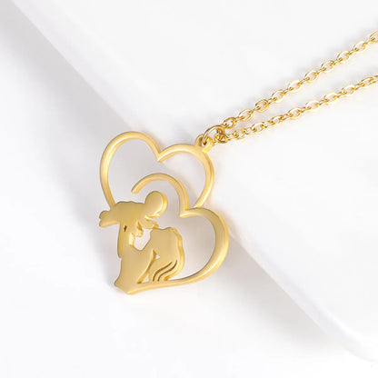 1 Piece Cute Mama Human Heart Shape Stainless Steel Plating Pendant Necklace