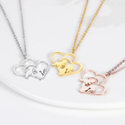 1 Piece Cute Mama Human Heart Shape Stainless Steel Plating Pendant Necklace