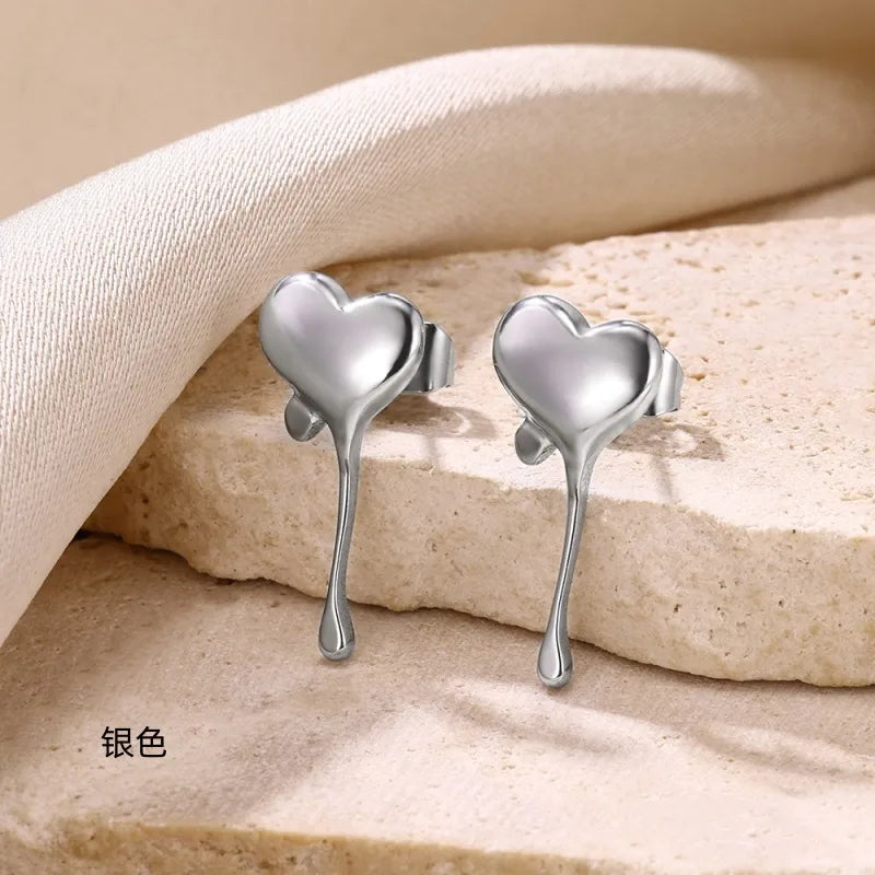 1 Piece Cute Modern Style Heart Shape Plating 304 Stainless Steel 18K Gold Plated Ear Studs